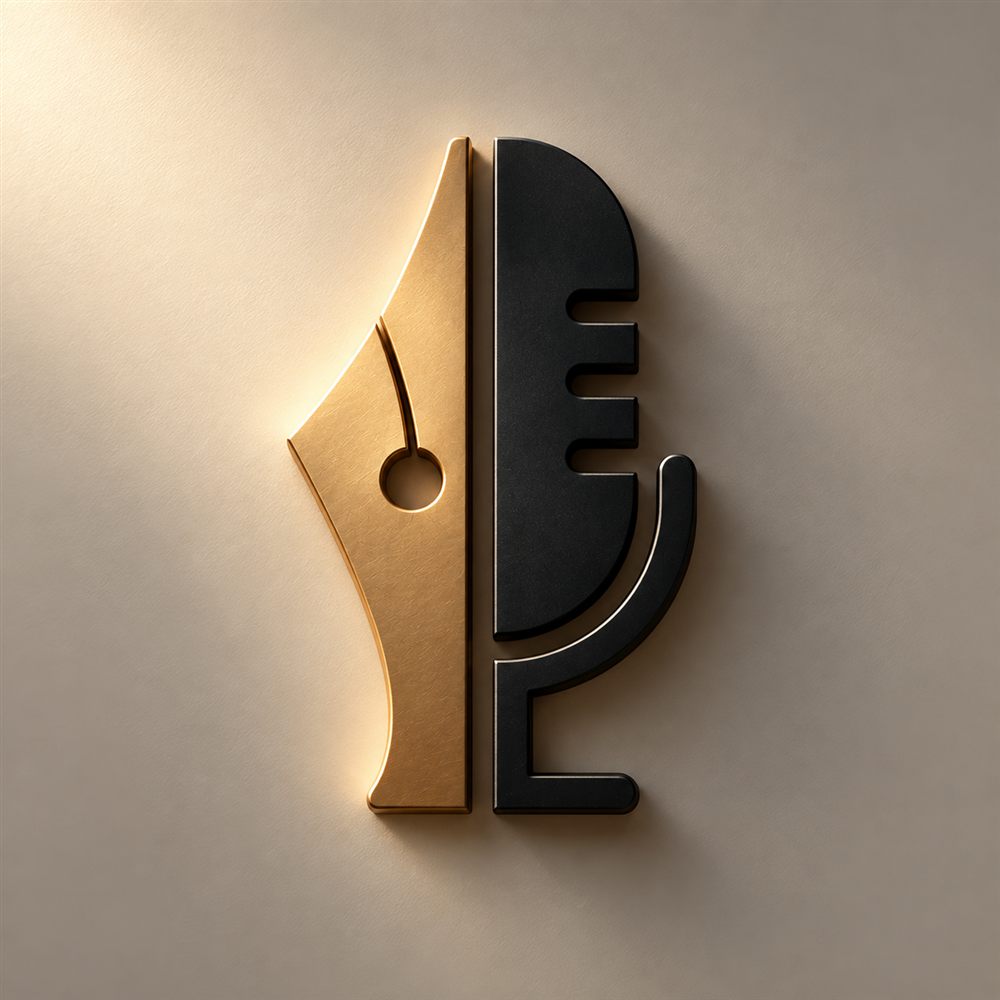 The Past & Present emblem in brushed gold and matte black, made as a physical wall object